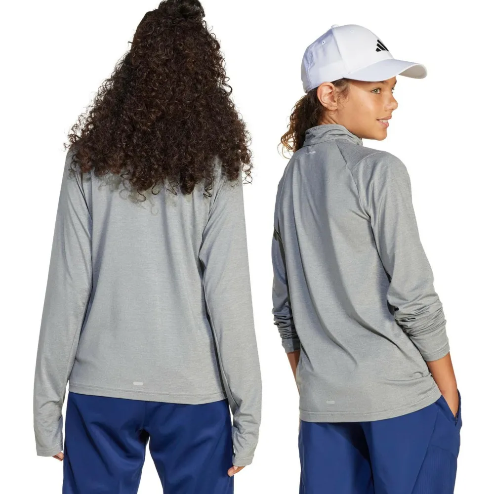adidas - Kid's Goto PZ 1/4 Zip Longsleeve Tee - Longsleeve Grey Three / Grey One / Reflective Silver Online