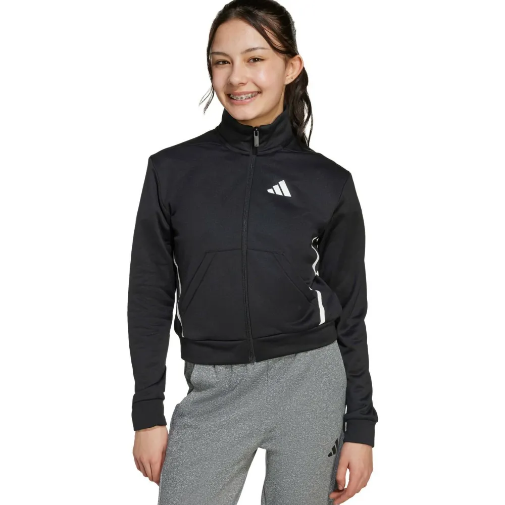adidas - Kid's Train Essentials Game & Go Full Zip Crew - Pullover Black / White
