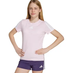 adidas Fitnessbekleidung|Laufbekleidung-- Kid's Train Essentials 3-Stripes T-Shirt - Funktionsshirt Powder Plum / White