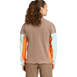 adidas Terrex - Women's Terrex Multi Climawarm Fleece Anorak - Fleecejacke Trace Brown / Semi Flash Aqua / Semi Impact Orange Clearance