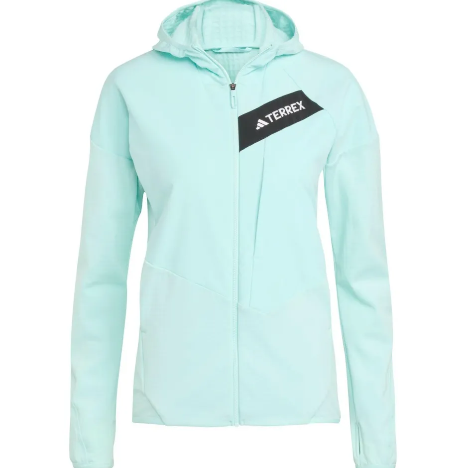 adidas Terrex Jacken|Wanderbekleidung-- Women's Terrex Techrock CW+ Wind Hooded - Fleecejacke Semi Flash Aqua
