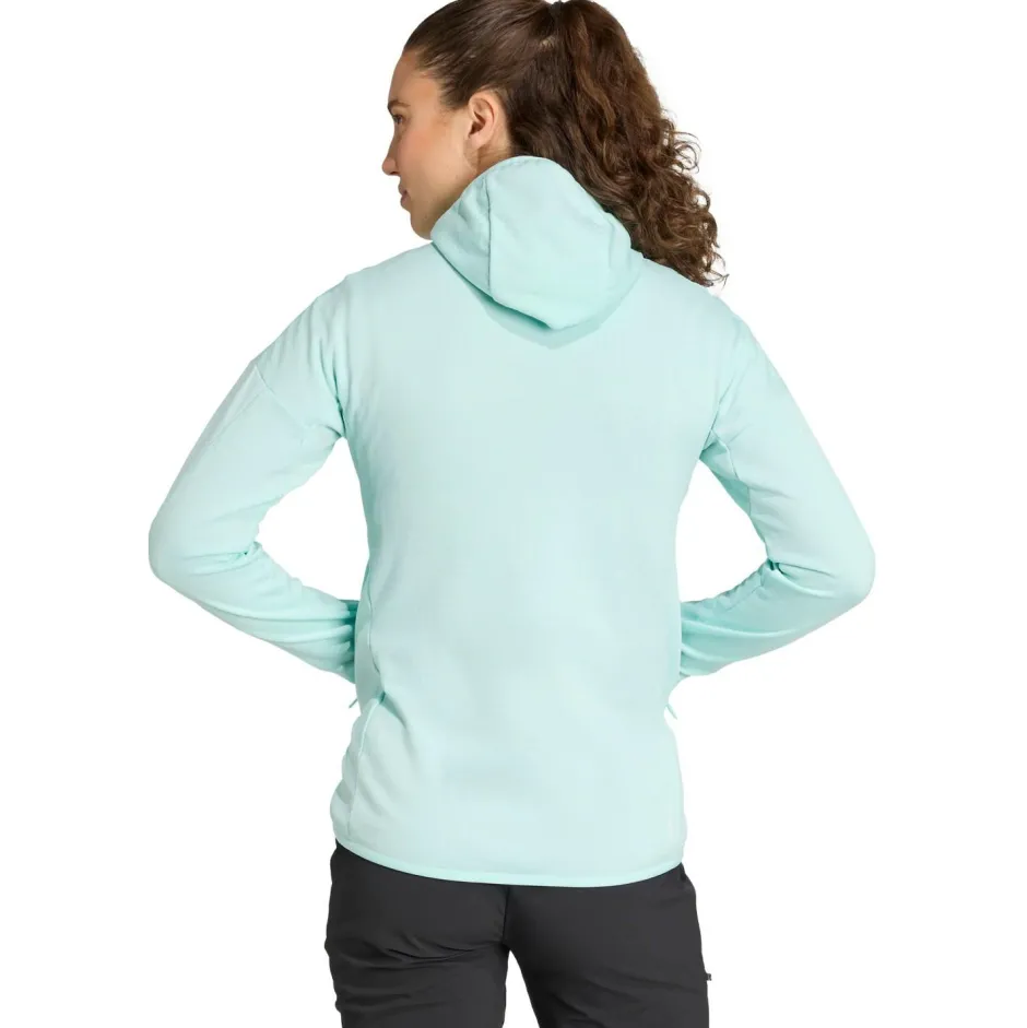 adidas Terrex Jacken|Wanderbekleidung-- Women's Terrex Techrock CW+ Wind Hooded - Fleecejacke Semi Flash Aqua