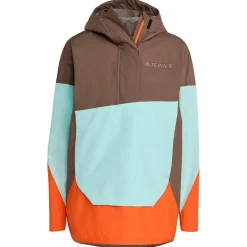adidas Terrex - Women's Terrex Xploric 2.5 Layer CP Anorak - Regenjacke Earth Strata / Semi Flash Aqua / Semi Impact Orange Clearance