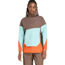 adidas Terrex - Women's Terrex Xploric 2.5 Layer CP Anorak - Regenjacke Earth Strata / Semi Flash Aqua / Semi Impact Orange Clearance