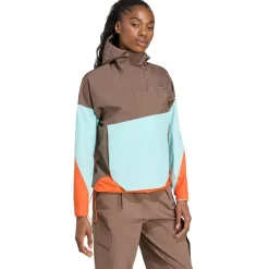 adidas Terrex - Women's Terrex Xploric 2.5 Layer CP Anorak - Regenjacke Earth Strata / Semi Flash Aqua / Semi Impact Orange Clearance