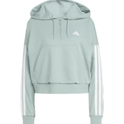 adidas - Women's 3-Stipes French Terry QZ Hoodie - Sweat- & Trainingsjacke Wonder Sage / White