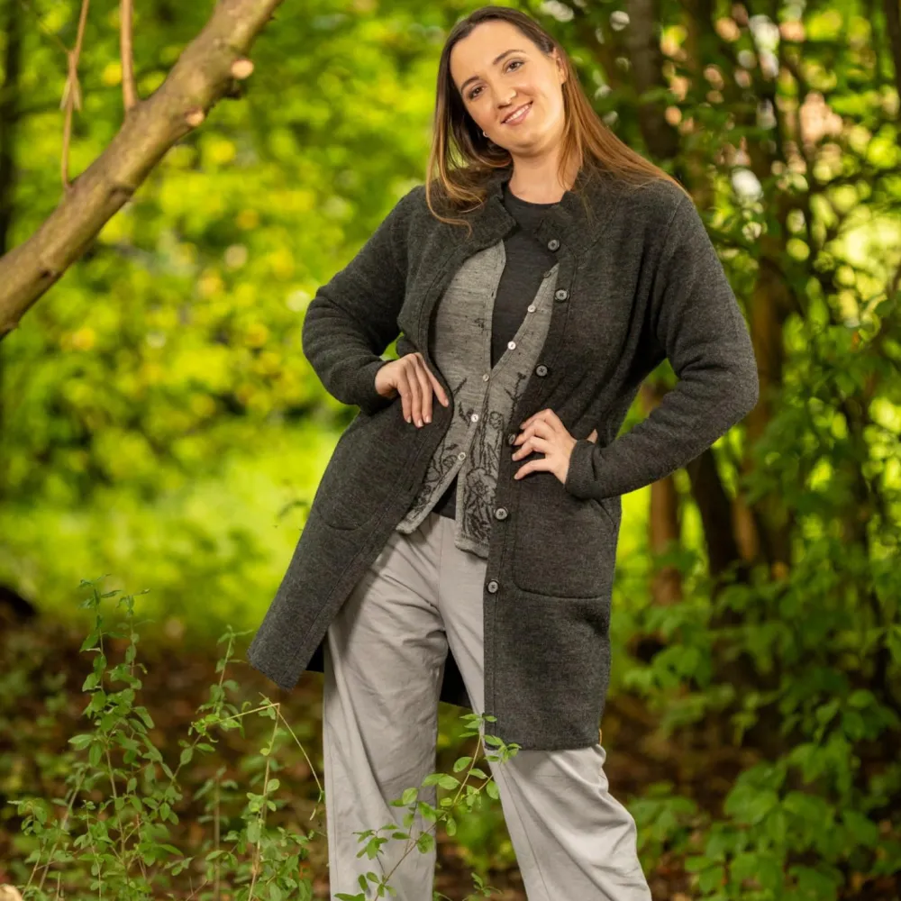 Albmerino - Women's Oversize Mantel Uni - Mantel Anthrazit Melange Sale
