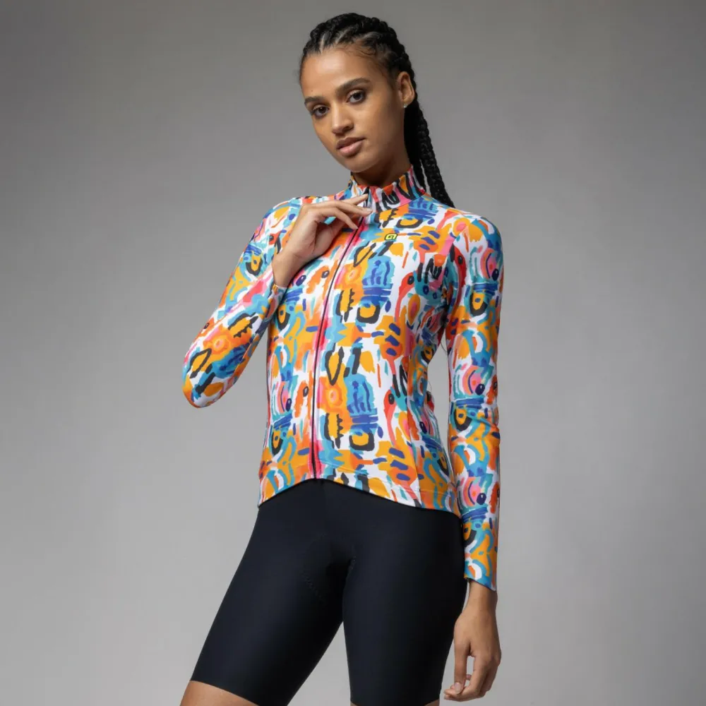 Alu00e9 Alé - Women's Special Edition Tribal L/S Jersey - Radtrikot White New