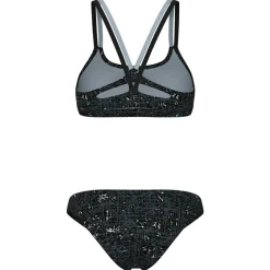 Arena Bademode-- Women's Ribbed Swimsuit Bikini Bandeau - Bikini Multi Black / Black / Sea Foam