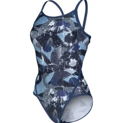 Arena Bademode-- Women's Scratched Swimsuit Super Fly Back - Badeanzug Multi Black / Navy