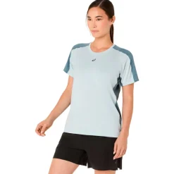 Asics Laufbekleidung|Shirts, Hemden & Longsleeves-- Women's Fujitrail Elite S/S Top - Laufshirt Cool Grey / Ironclad