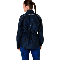 Asics Laufbekleidung|Jacken-- Women's Road Lite-Show Packable Jacket - Laufjacke Performance Black / Dark Cobalt