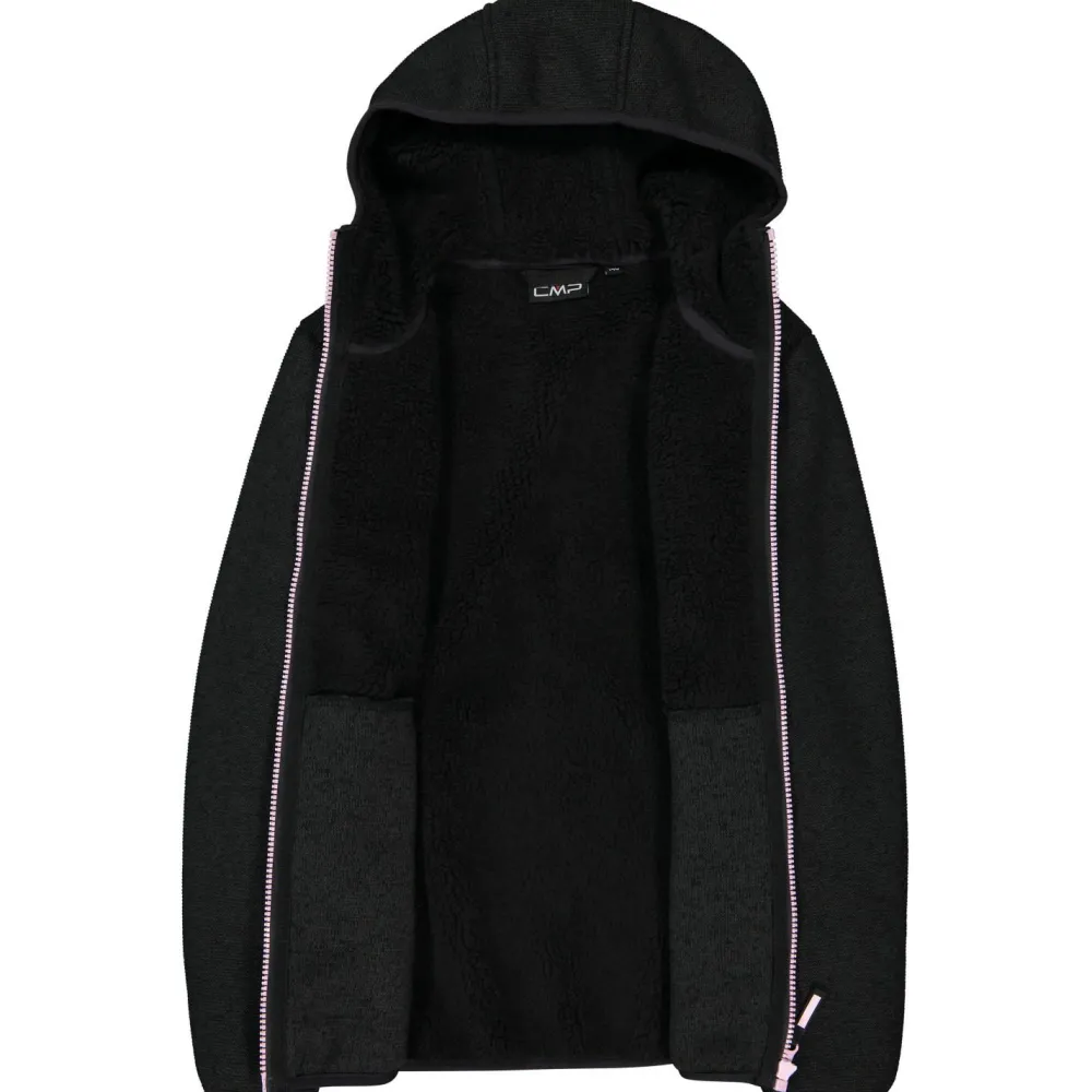 - Girl's Jacket Fix Hood Bonded Knitted w. Fur - Fleecejacke < CMP Online
