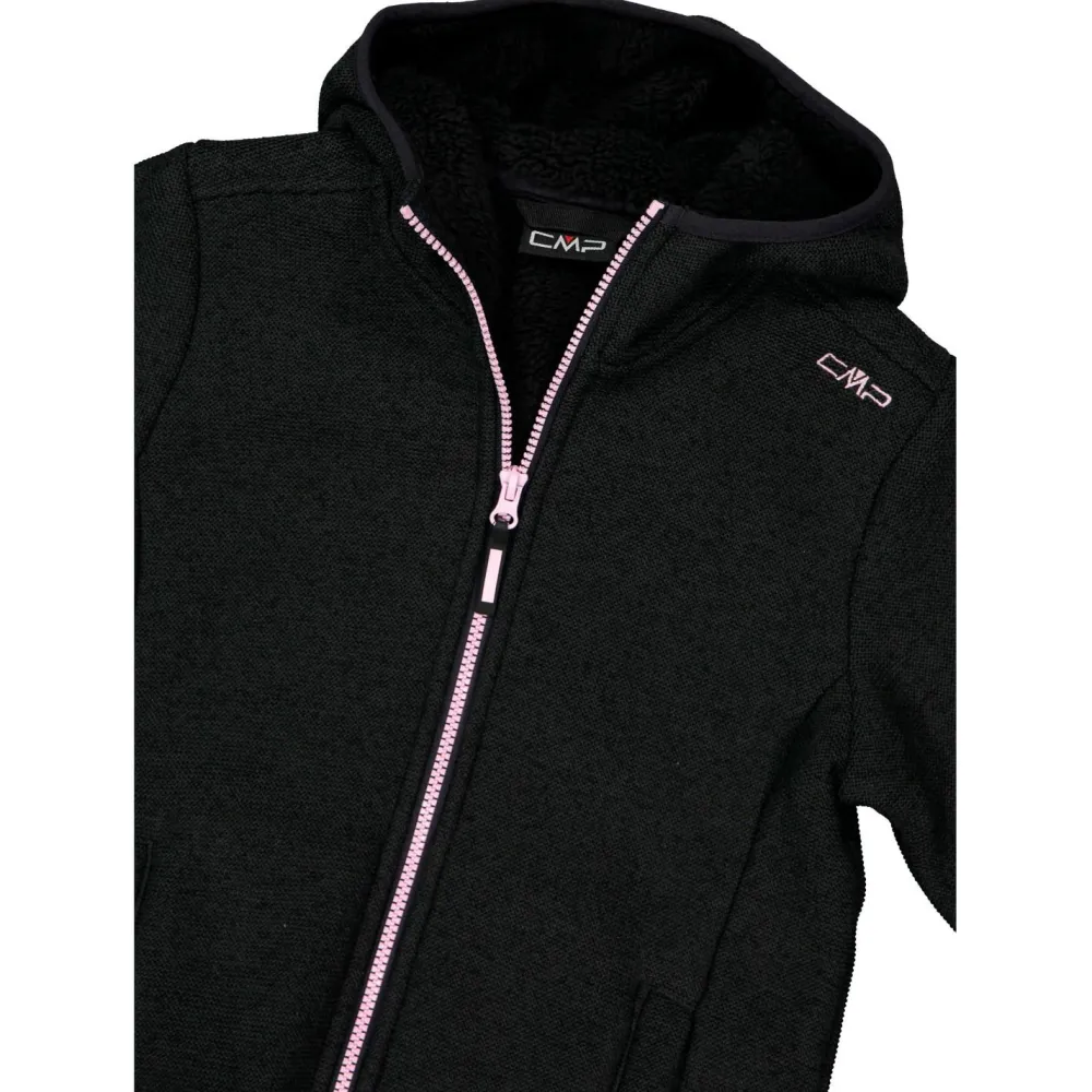- Girl's Jacket Fix Hood Bonded Knitted w. Fur - Fleecejacke < CMP Online