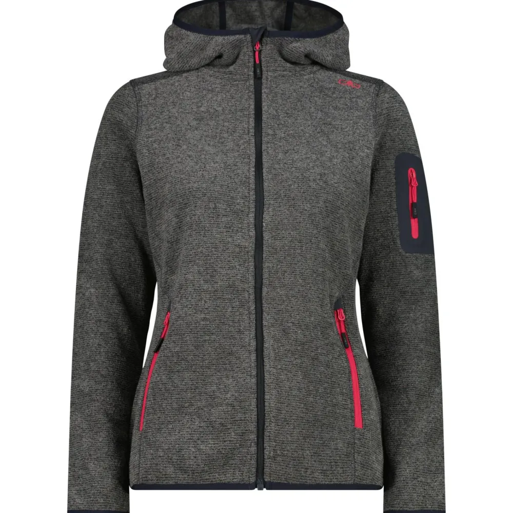 - Women's Jacket Fix Hood Jacquard Knitted Stripes - Fleecejacke < CMP Discount