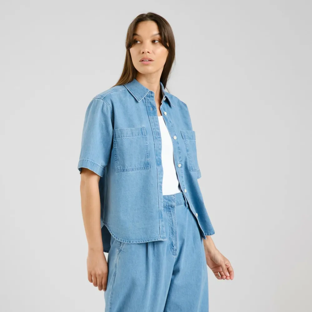 - Woen' hirt tenvik Deni - Bue < DEDICATED Sale