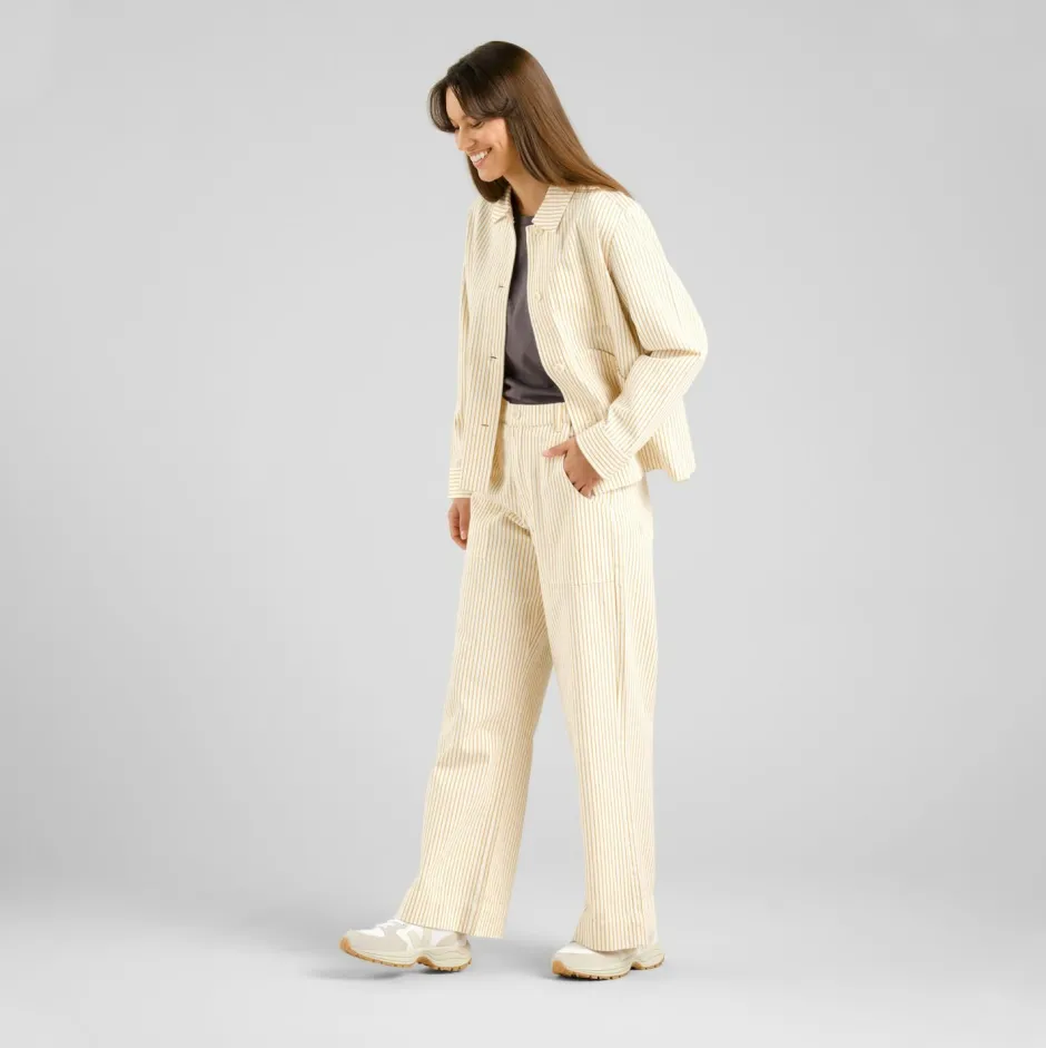 DEDICATED Hosen|Alltagsbekleidung-- Women's Workwear Pants Vara - Freizeithose Work Stripe / Yellow