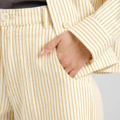 DEDICATED Hosen|Alltagsbekleidung-- Women's Workwear Pants Vara - Freizeithose Work Stripe / Yellow
