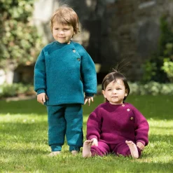 Engel Alltagsbekleidung|Merinounterwäsche-- Baby-Hose Lang mit Nabelbund - Fleecehose Walnuss Melange