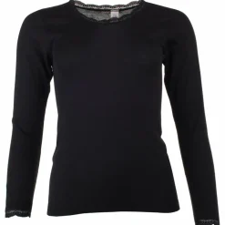 Engel - Women's Shirt L/S mit Spitze - Merinounterwäsche Black New