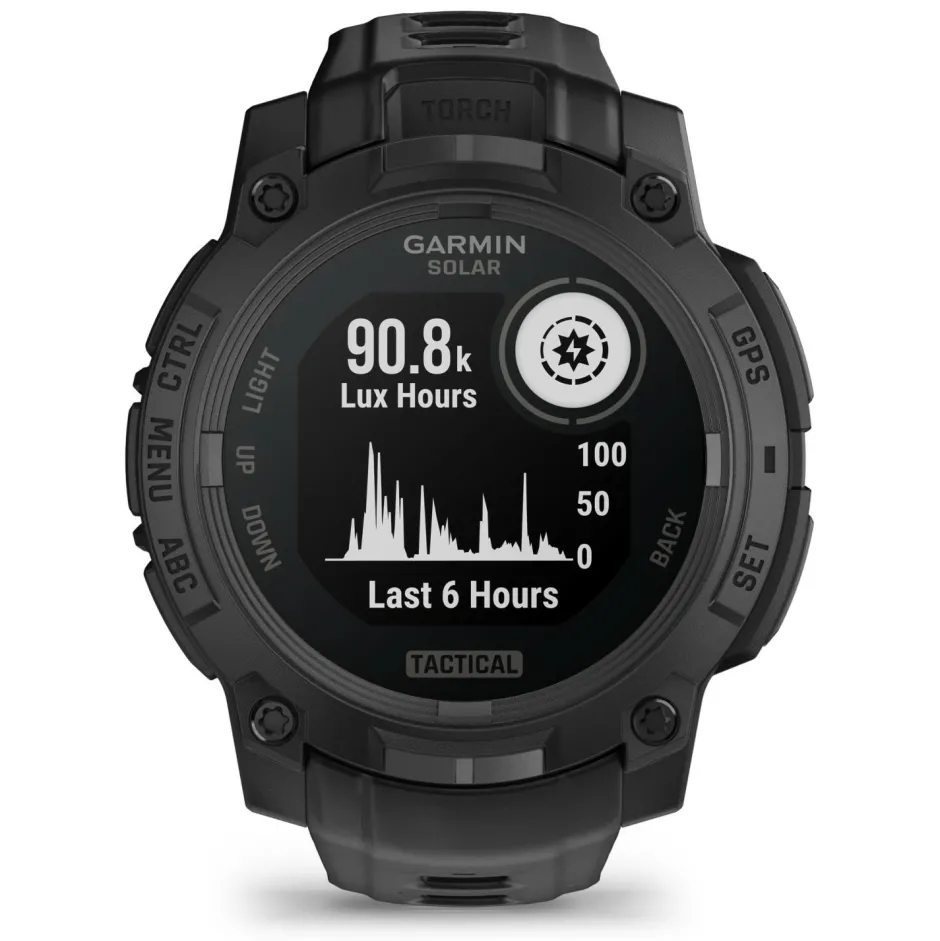 Garmin Pulsuhren|Laufausrüstung-- Instinct 3 Solar Tactical Edition 45 mm - Multifunktionsuhr Black / Black