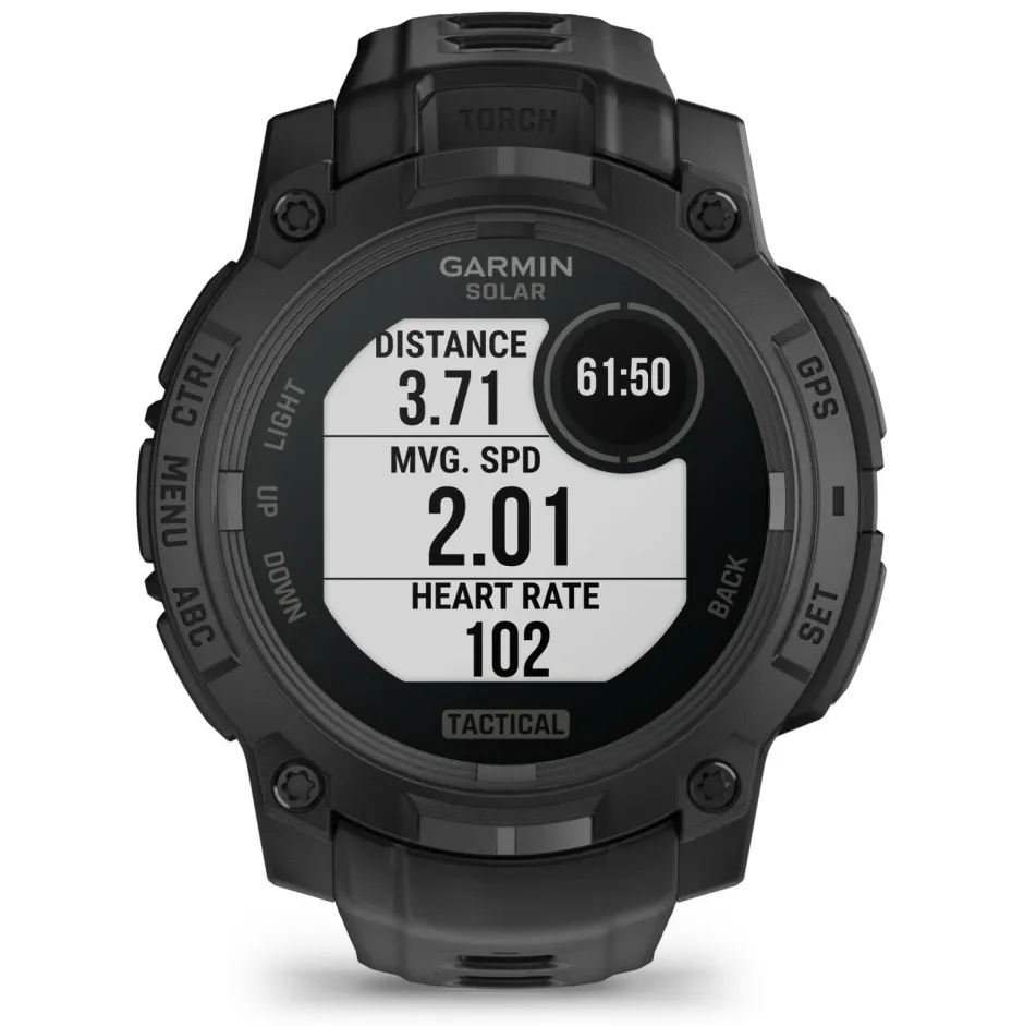 Garmin Pulsuhren|Laufausrüstung-- Instinct 3 Solar Tactical Edition 45 mm - Multifunktionsuhr Black / Black