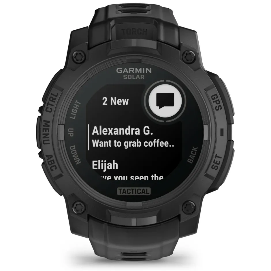 Garmin Pulsuhren|Laufausrüstung-- Instinct 3 Solar Tactical Edition 45 mm - Multifunktionsuhr Black / Black