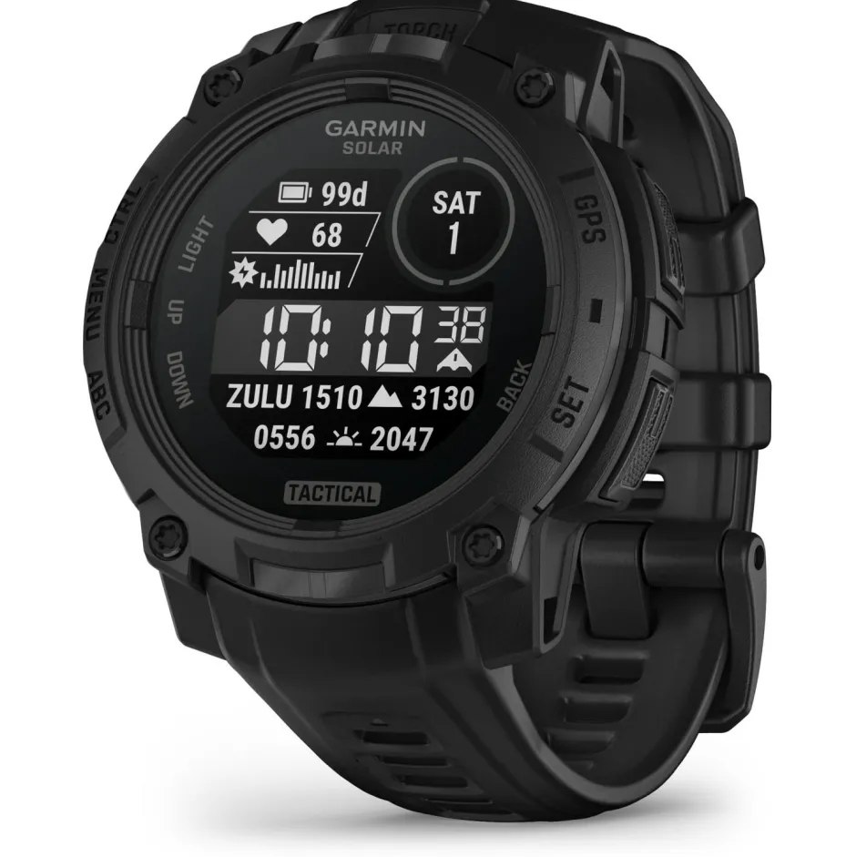 Garmin Pulsuhren|Laufausrüstung-- Instinct 3 Solar Tactical Edition 45 mm - Multifunktionsuhr Black / Black
