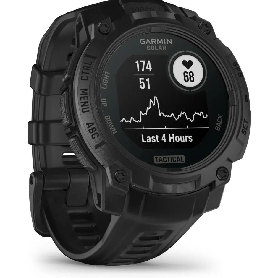 Garmin Pulsuhren|Laufausrüstung-- Instinct 3 Solar Tactical Edition 45 mm - Multifunktionsuhr Black / Black