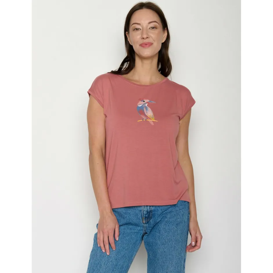 GreenBomb Alltagsbekleidung|T-Shirts-- Women's Bird Look Timid - T-Shirt Dark Rose