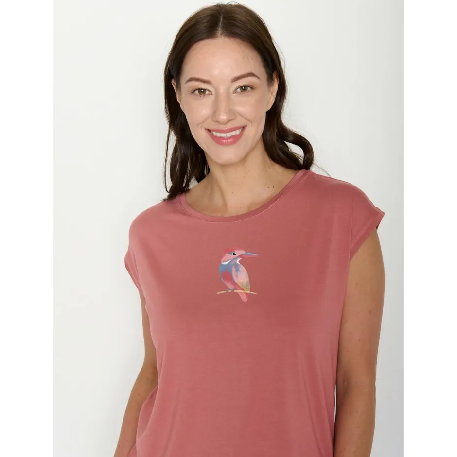 GreenBomb Alltagsbekleidung|T-Shirts-- Women's Bird Look Timid - T-Shirt Dark Rose
