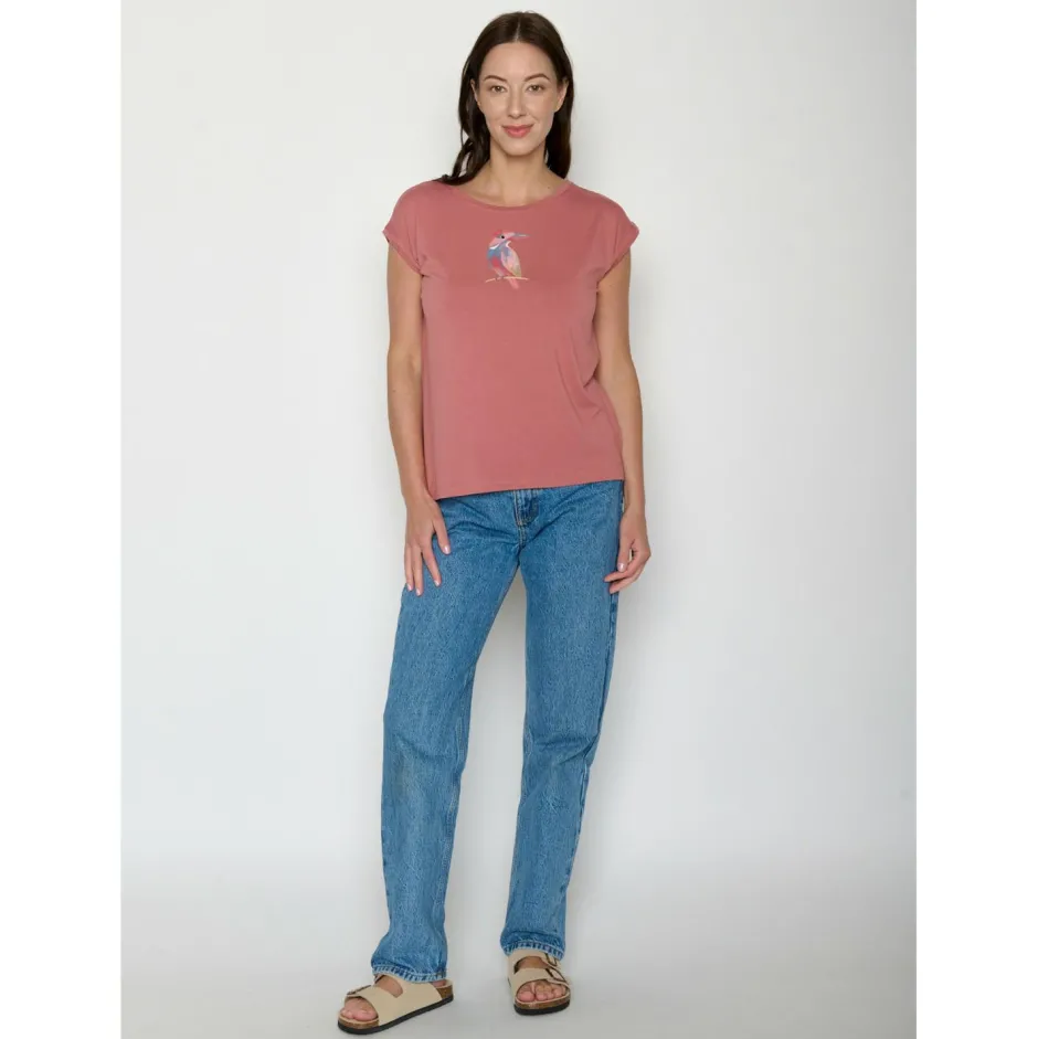 GreenBomb Alltagsbekleidung|T-Shirts-- Women's Bird Look Timid - T-Shirt Dark Rose