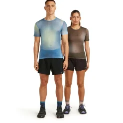 Icebreaker Trekkingbekleidung|Alltagsbekleidung-- Merino 75 Cool-Lite Feather S/S Crewe AOP - Funktionsshirt Atlantis / Flint Blue / Seaglass