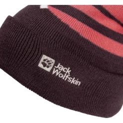 Jack Wolfskin Kopfbedeckungen|Alltagsbekleidung-- Kid's Stripy Pompom Beanie - Mütze