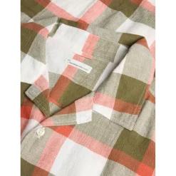 KnowledgeCotton Apparel - Boxed Fit S/S Checkered Shirt - Hemd Beige check Outlet