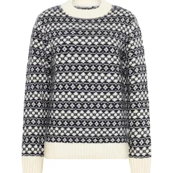 KnowledgeCotton Apparel - Women's Fair Isle Crew Neck - Wollpullover Blue Stripe Best