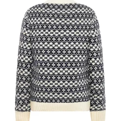 KnowledgeCotton Apparel - Women's Fair Isle Crew Neck - Wollpullover Blue Stripe Best