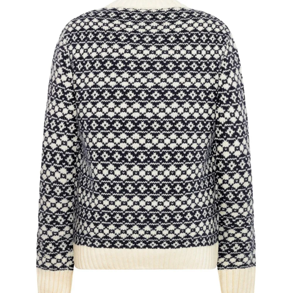 KnowledgeCotton Apparel - Women's Fair Isle Crew Neck - Wollpullover Blue Stripe Best