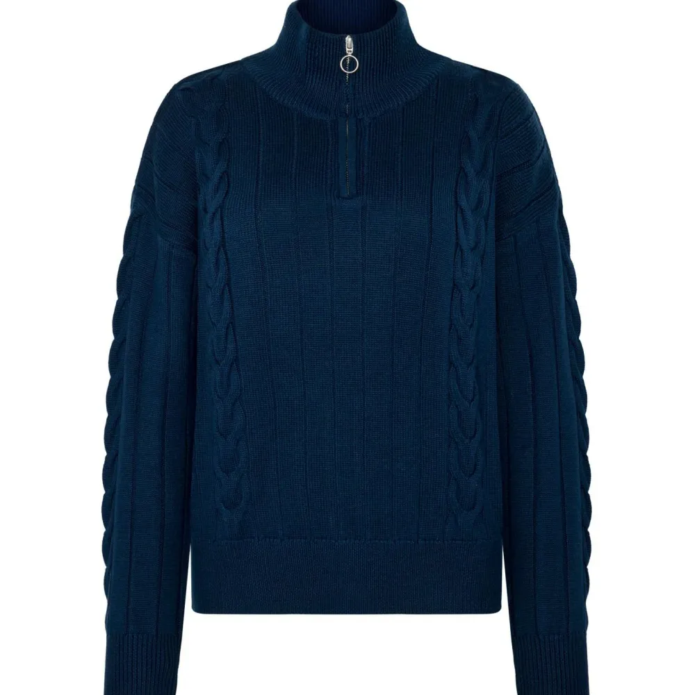 KnowledgeCotton Apparel - Women's M. 1/2 Zip High Neck Cable - Wollpullover Online