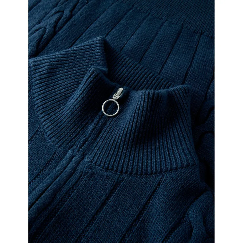 KnowledgeCotton Apparel - Women's M. 1/2 Zip High Neck Cable - Wollpullover Online