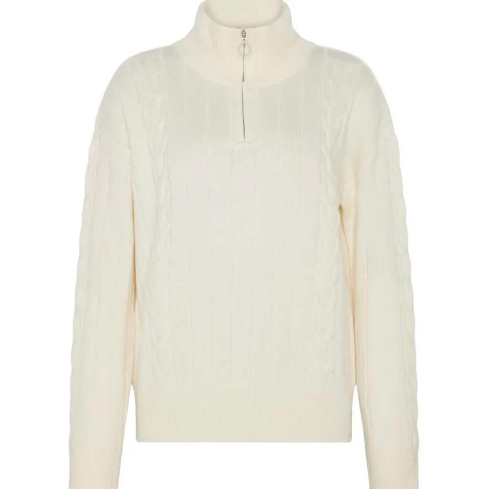 KnowledgeCotton Apparel - Women's M. 1/2 Zip High Neck Cable - Wollpullover Online