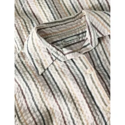 KnowledgeCotton Apparel - Woen' eerucker tripe hort eeved hirt - Bue