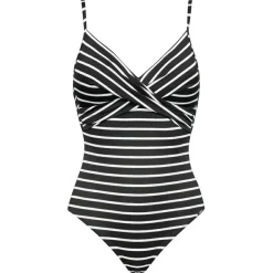 Lidea Bademode-- Women's Line Up Swimsuit - Badeanzug Black / White