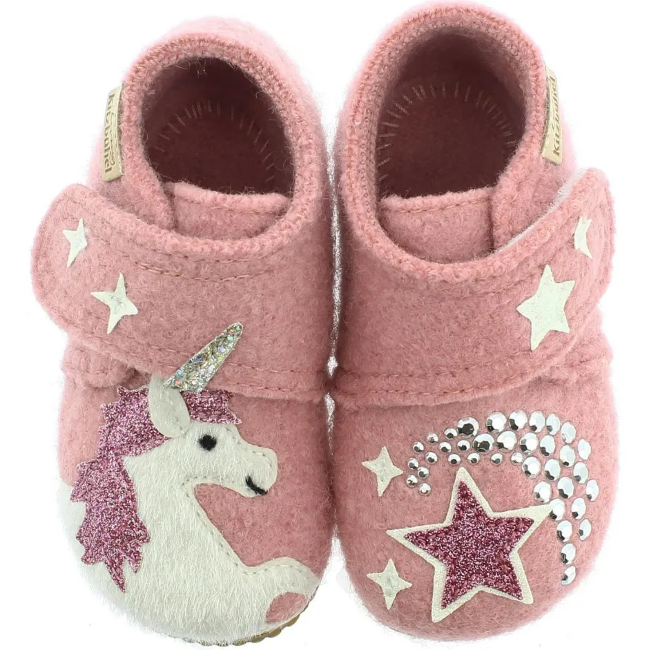 Living Kitzbu00fchel Hüttenschuhe-Living Kitzbühel - Baby's Klettschuh Einhorn & Stern - Hüttenschuhe