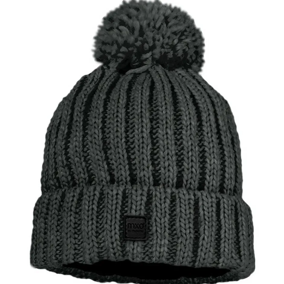 maximo - Kid's Mütze Rippe mit Pompon und Fleecefutter - Mütze