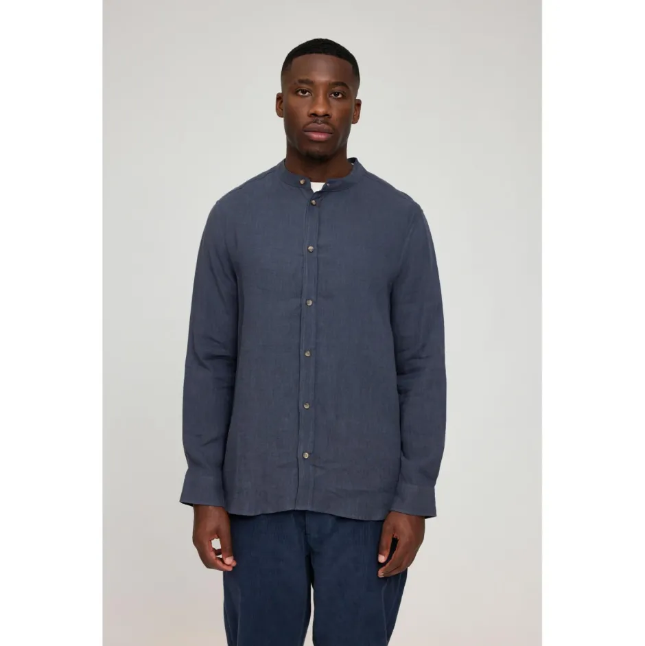 Mazine Shirts, Hemden & Longsleeves|Alltagsbekleidung-- Stand Collar Linen Shirt - Hemd