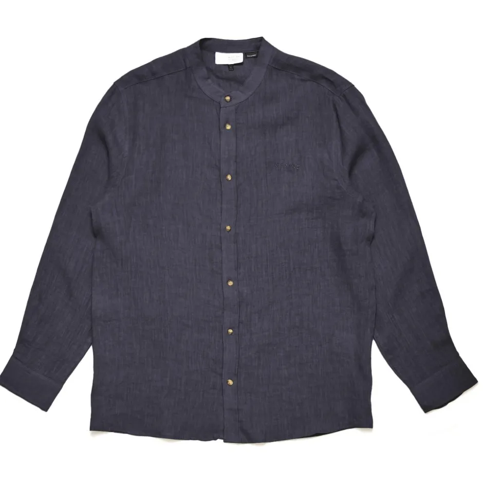 Mazine Shirts, Hemden & Longsleeves|Alltagsbekleidung-- Stand Collar Linen Shirt - Hemd