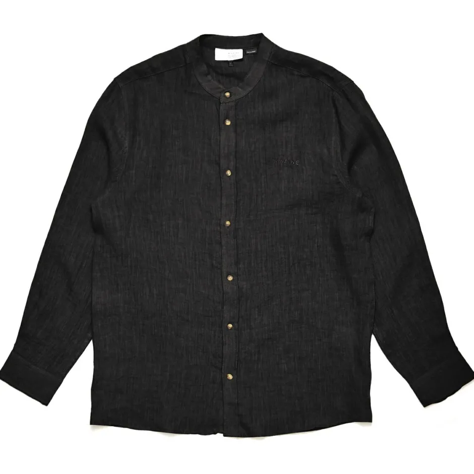 Mazine Shirts, Hemden & Longsleeves|Alltagsbekleidung-- Stand Collar Linen Shirt - Hemd