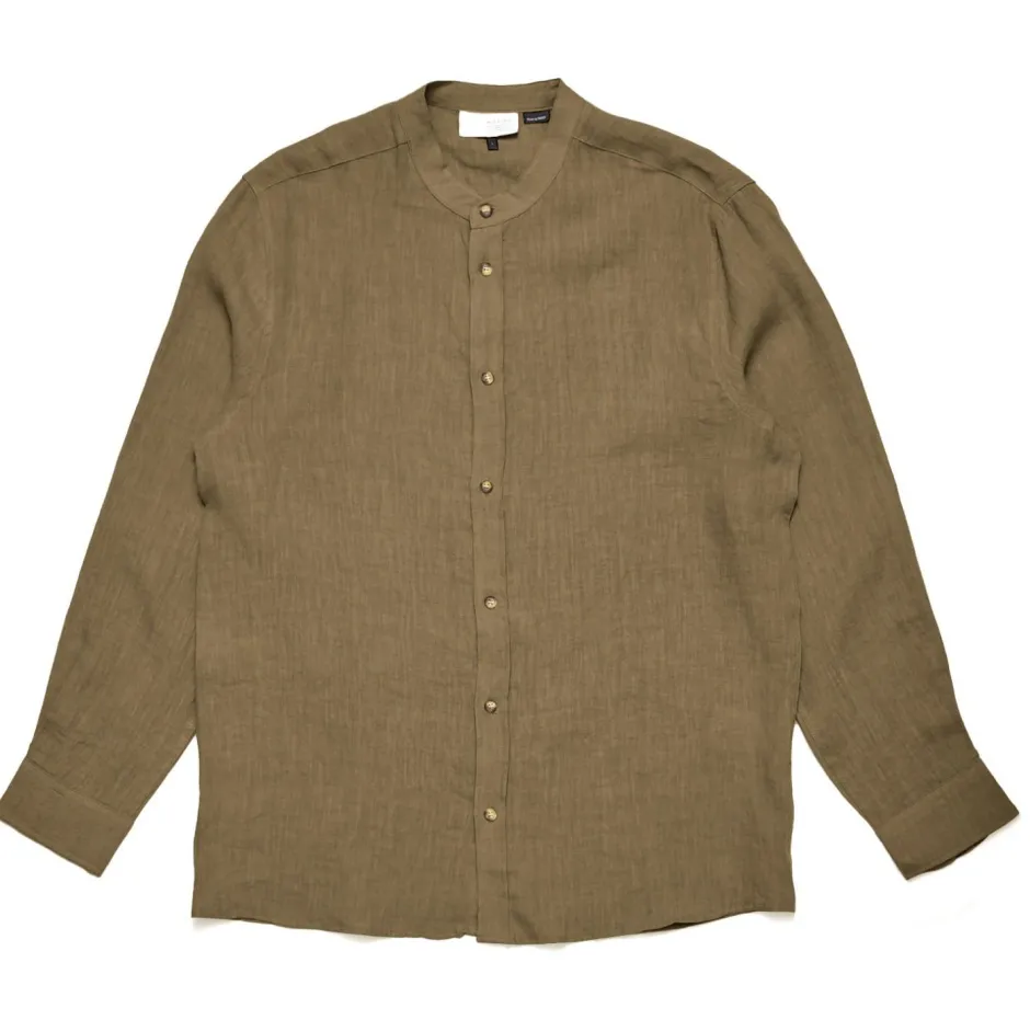 Mazine Shirts, Hemden & Longsleeves|Alltagsbekleidung-- Stand Collar Linen Shirt - Hemd