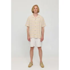 Mazine - triped inen-ix Reort hirt - Hed